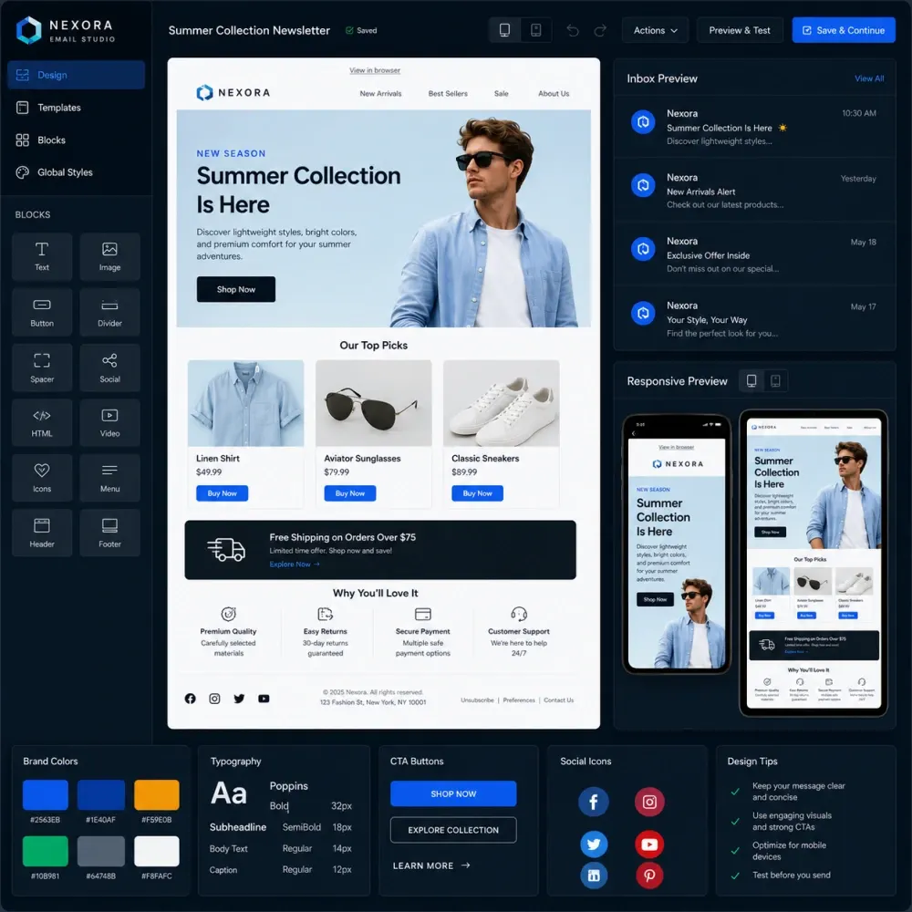 Newsletter design UI