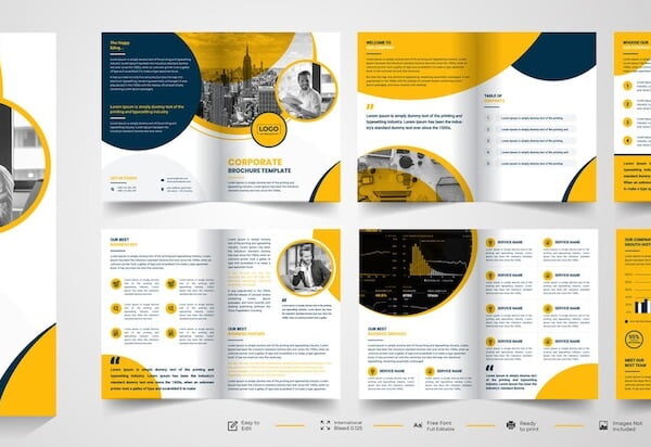 Professional brochure design services crafting visually stunning and informative collateral to effectively communicate brand messages and engage audiences.